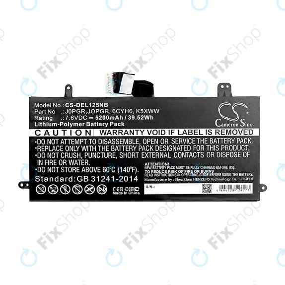 Батерия за Dell Latitude 5290, Latitude 12 5285, 5200mAh, Li-Pol, 7.6V, J0PGR, HQ