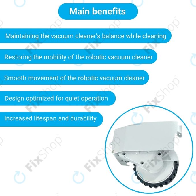 Колело с мотор за Xiaomi Viomi S9, десен, Right, бял, White
