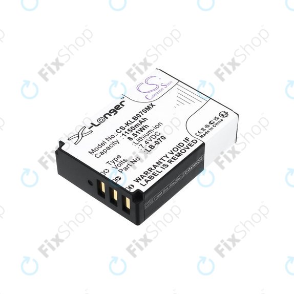 Батерия за Kodak PIXPRO S1, AZ651, AZ652, AZ901, 1150mAh, Li-Ion, 7.4V, LB-070, HQ