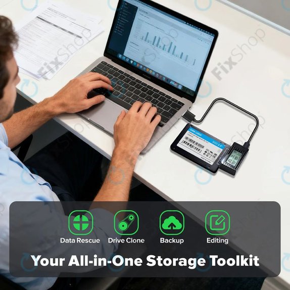 USB-C / USB 3.0 към SATA адаптер за HDD/SSD с дисплей, 12V/3A EU
