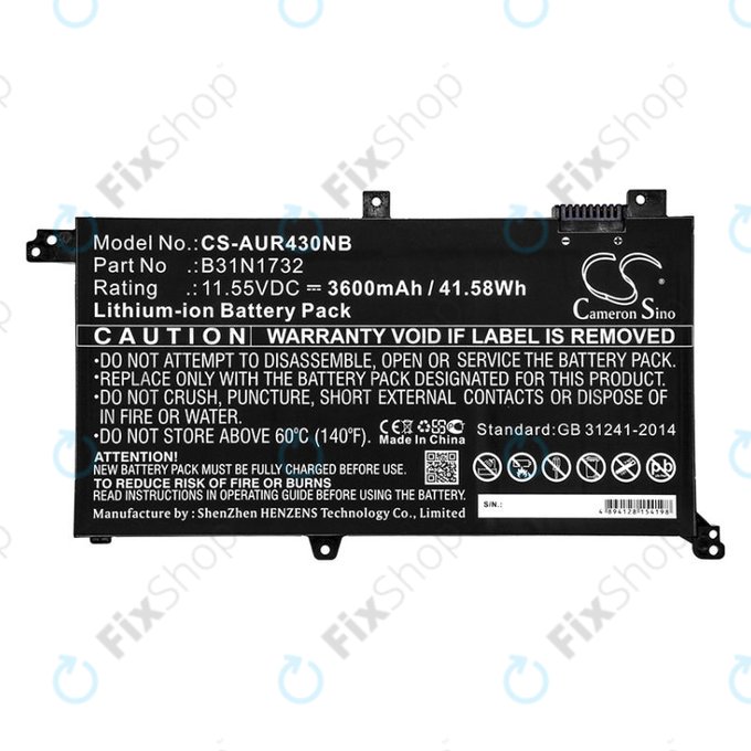 Батерия за Asus VivoBook S14, S430FA, 3600mAh, Li-Ion, 11.55V, B31N1732, HQ