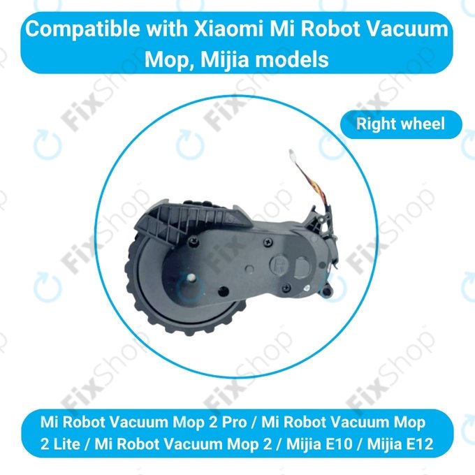 Колело с мотор дясно за Xiaomi Mijia E10, E12, Mi Robot Vacuum Mop 2 Lite, 2 Pro, Black, Черен