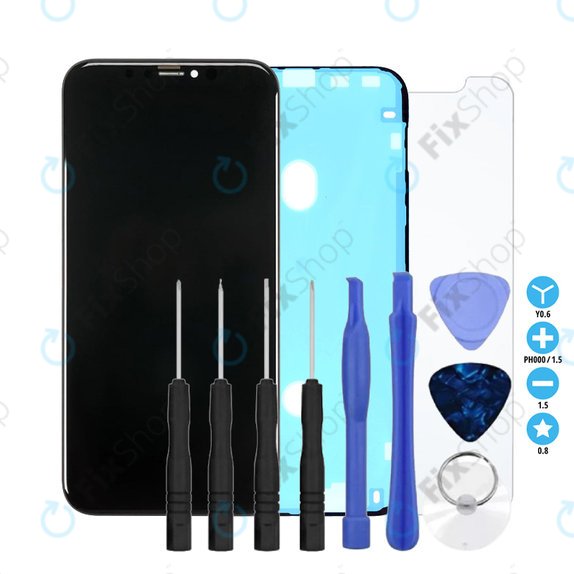 Дисплей In-Cell за iPhone XR, Тъчскрийн с рамка, Лепило (Adhesive), Закалено стъкло, Инструменти, FixPremium