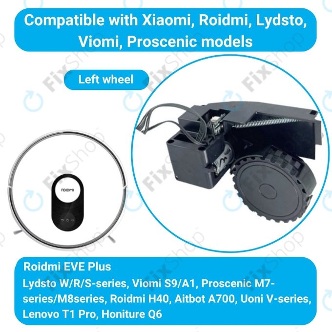 Колело с мотор за Roidmi EVE Plus, ляв, Left, черен, Black