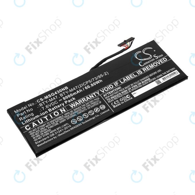 Батерия за MSI GS40, GS43, MS14, 8000mAh, Li-Ion, 7.6V, BTY-M47, HQ