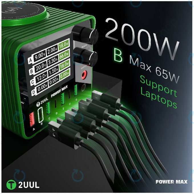 Многопортова зарядна станция 2UUL PC01, 200W
