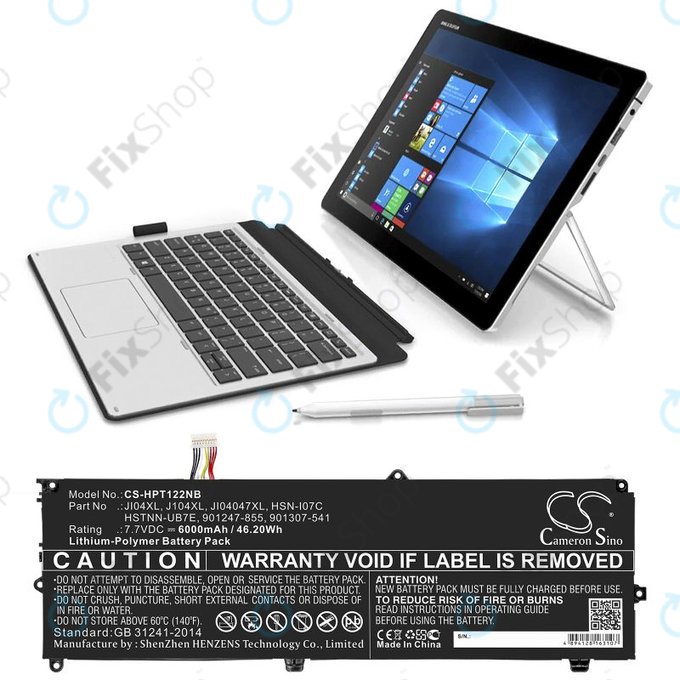 Батерия за HP Elite X2 1012 G2, 6000mAh, Li-Pol, 7.7V, JI04XL, HQ
