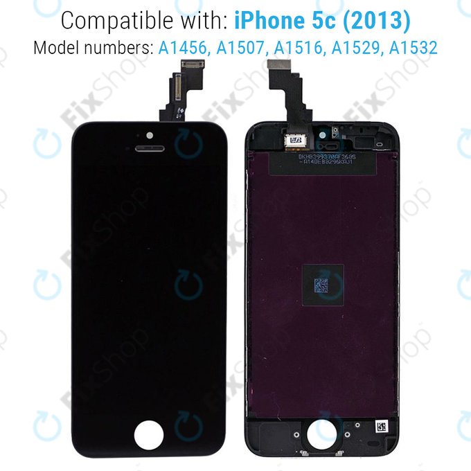 Дисплей за iPhone 5C, Black, Тъчскрийн с рамка