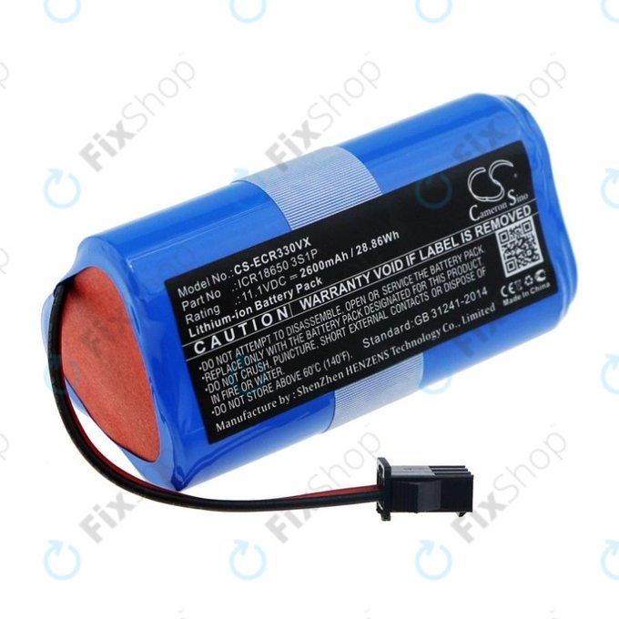 Батерия за Ecovacs CEN330, CR-series, ICR18650 3S1P, Li-Ion 11.1V 2600mAh, HQ