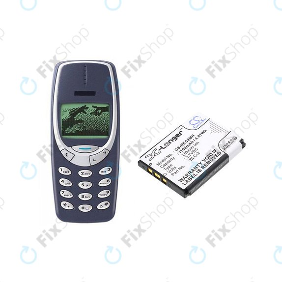 Батерия за Nokia 3310, 3330, 1220, 1260, 3560, 5510, 6650, 6800, BLC-2, Li-ion, 3.7V, 1100mAh, HQ