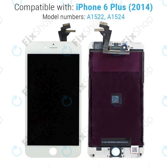 Дисплей за iPhone 6 Plus, White, Тъчскрийн с рамка
