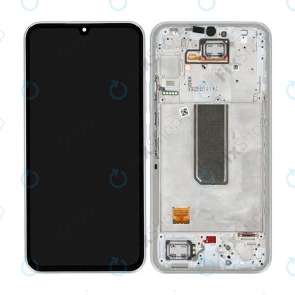 дисплей за Samsung A34 5G A346B, Тъчскрийн и рамка, GH82-31200B, GH82-31201B, Сребро, Silver, Genuine Service Pack