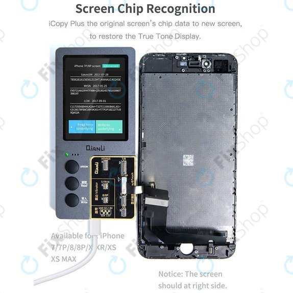 True Tone, сензор за осветеност, програмиране на вибрации и тестер за батерия (iPhone 7 - 11 Pro Max), QianLi iCopy Plus 2.2