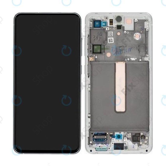 дисплей за Samsung S21 FE G990B, Тъчскрийн и рамка, GH82-26414B, GH82-26420B, GH82-26590B, White, Genuine Service Pack