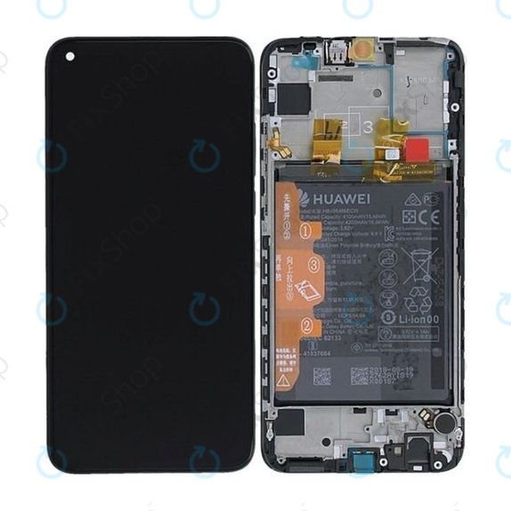 дисплей за Huawei P Smart (2019), P Smart Plus (2019), Тъчскрийн и рамка с батерия, 02352JEY, 02352JFA, Midnight Black, Genuine Service Pack