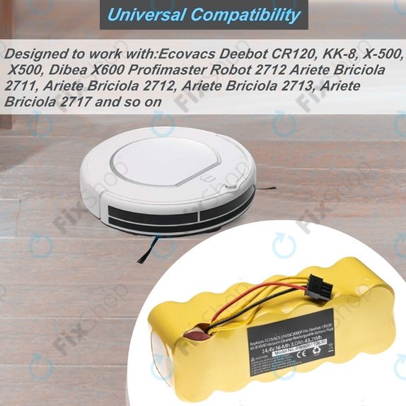Батерия за Ecovacs Deebot CR120, KK-8, X500, LP43SC2000P, Ni-MH 14.4V 3000mAh