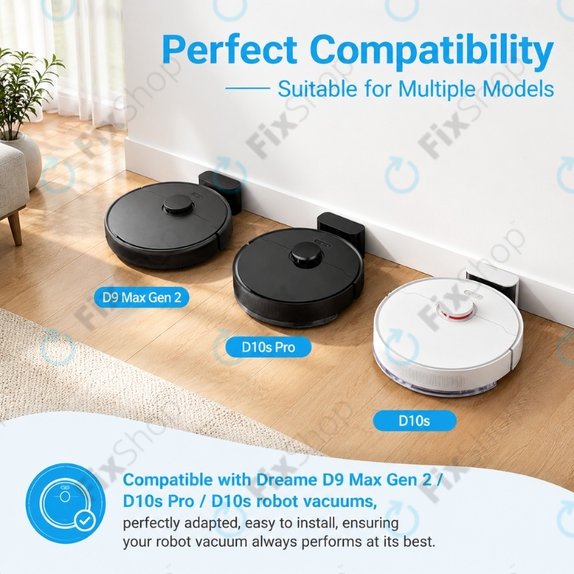 Комплект резервни части за Xiaomi Dreame D9 Max Gen2, D10s, D10s Pro (1x Основна четка, 2x Филтър, 2x Странична четка – черна)