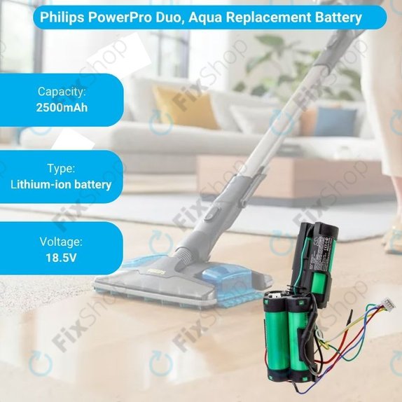 Батерия за Philips PowerPro Duo, PowerPro Aqua, 5ICR19/65, Li-Ion 18.5V 2500mAh, HQ