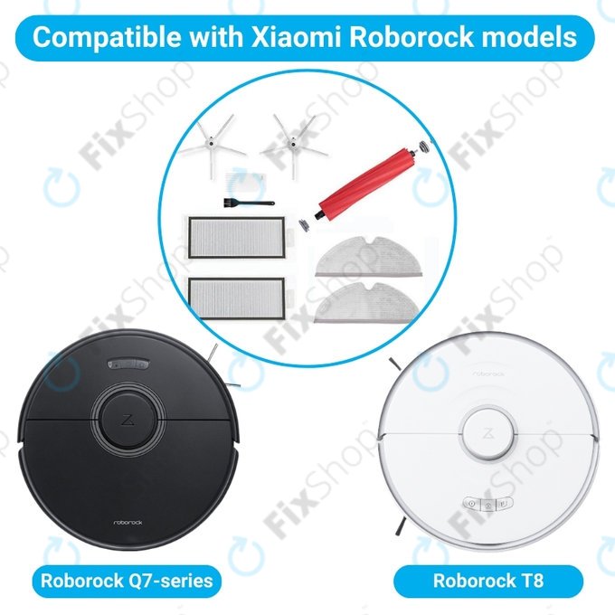 Стандартен комплект за Xiaomi Roborock Q7, Q7+, Q7 Max, Q7 Max+, T8, бял, White