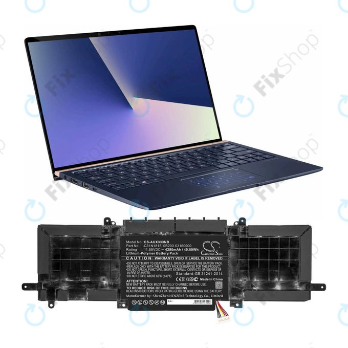 Батерия за Asus Zenbook UX333FN, Zenbook UX333FA, 4250mAh, Li-Pol, 11.55V, C31N1815, HQ