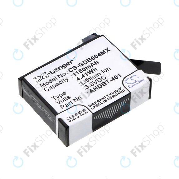 Батерия за GoPro Hero 4, 1160mAh, Li-Ion, 3.8V, AHDBT-401, HQ