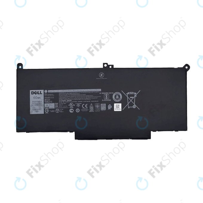 Батерия за Dell Latitude 7280, 7290, 7380, 7390, 7480, 7490, E7280, F3YGT, 7600mAh, Genuine Service Pack