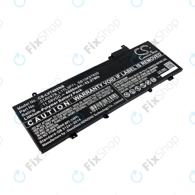 Батерия за Lenovo ThinkPad T480S, 4600mAh, Li-Pol, 11.58V, 01AV478, HQ