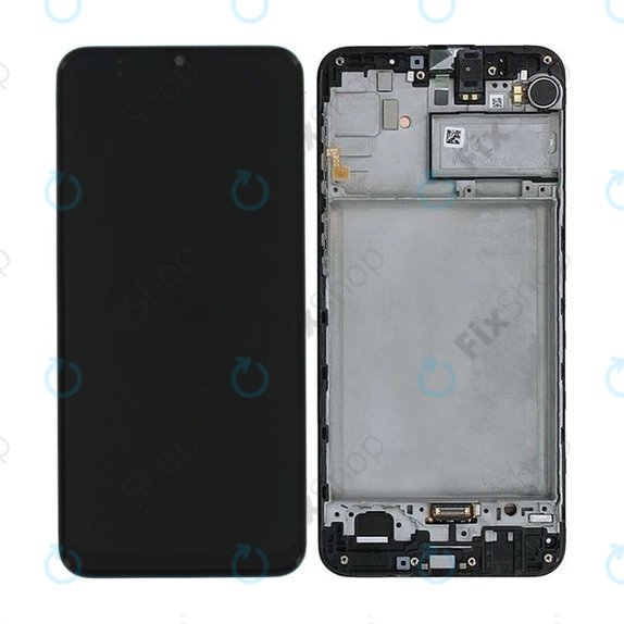 дисплей за Samsung M21 M215F, Тъчскрийн и рамка, GH82-22509A, GH82-22836A, GH82-21266A, GH82-21265A, черен, Black, Genuine Service Pack