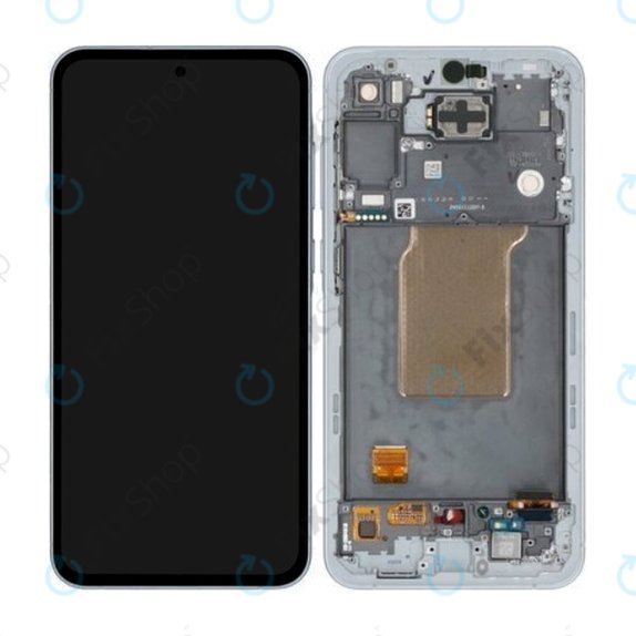 дисплей за Samsung A55 A556B, Тъчскрийн и рамка, GH82-34305B, Awesome Iceblue, Genuine Service Pack