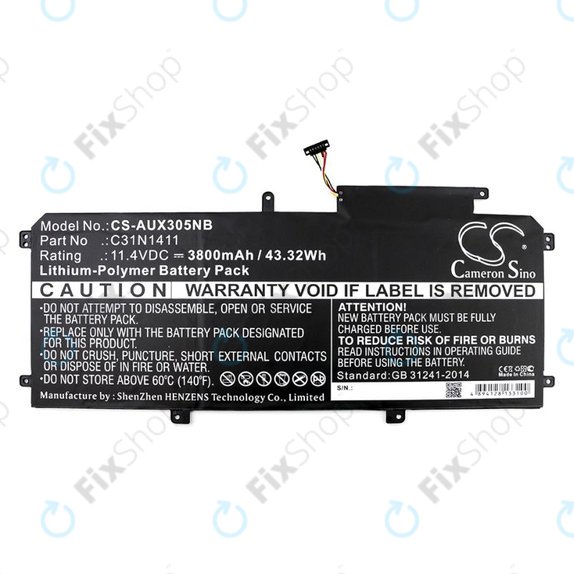 Батерия за Asus Zenbook UX305, 3800mAh, Li-Pol, 11.4V, C31N1411, HQ