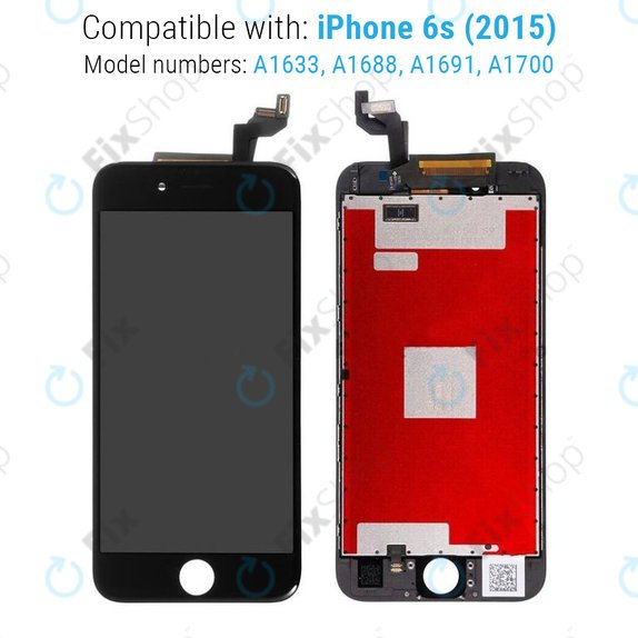 Дисплей за iPhone 6S, Black, Тъчскрийн с рамка