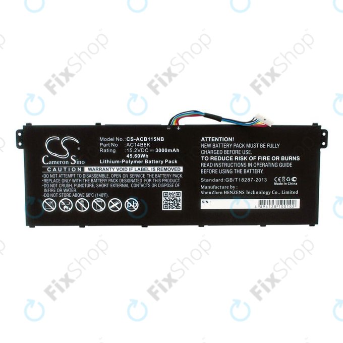 Батерия за Acer Aspire 5, 7 E5, V3, Chromebook 11, 13, 15, 3000mAh, Li-Pol, 15.2V, AC14B18K, HQ