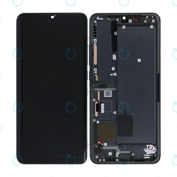 дисплей за Xiaomi Mi Note 10, Mi Note 10 Pro, Тъчскрийн и рамка, 56000300F400, Midnight Black, Genuine Service Pack