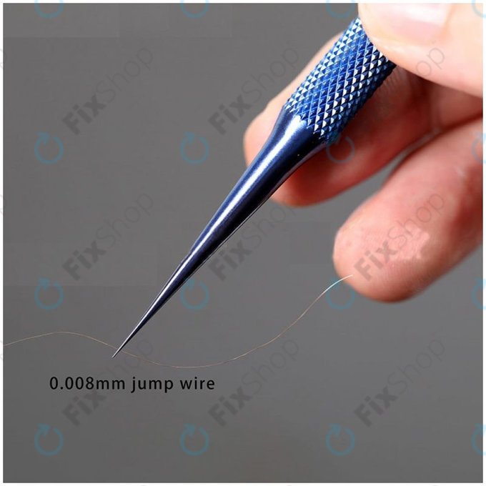 Пинсета от титаниева сплав с прав връх за прецизна жица Jump (0.1mm), 2UUL BlueT Straight Head