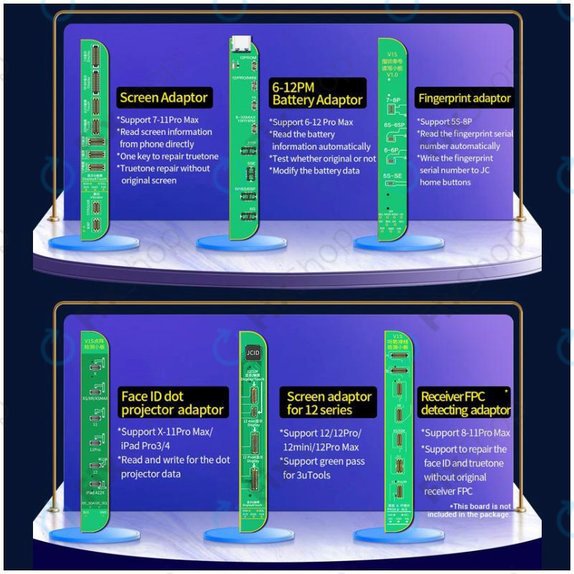 JC V1SE програмист с LCD, батерия, пръстов отпечатък, Face ID и платки от серия 12 (iPhone 7 - 12 Pro Max)