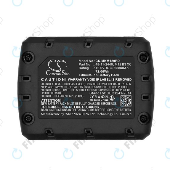 Батерия за Milwaukee M12 Redlithium XC 4.0, 6000mAh, Li-Ion, 12V, M12 B3 XC, M12 B4 XC, HQ