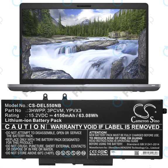 Батерия за Dell Latitude 5501, Latitude 5401, Latitude 14 5410, Latitude 15 5511, 4150mAh, Li-Ion, 15.2V, 3HWPP, HQ