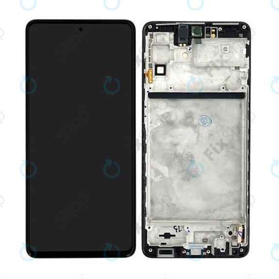 дисплей за Samsung M53 5G M536B, Тъчскрийн и рамка, TFT, GH82-28812A, GH82-28895A, черен, Black, Genuine Service Pack