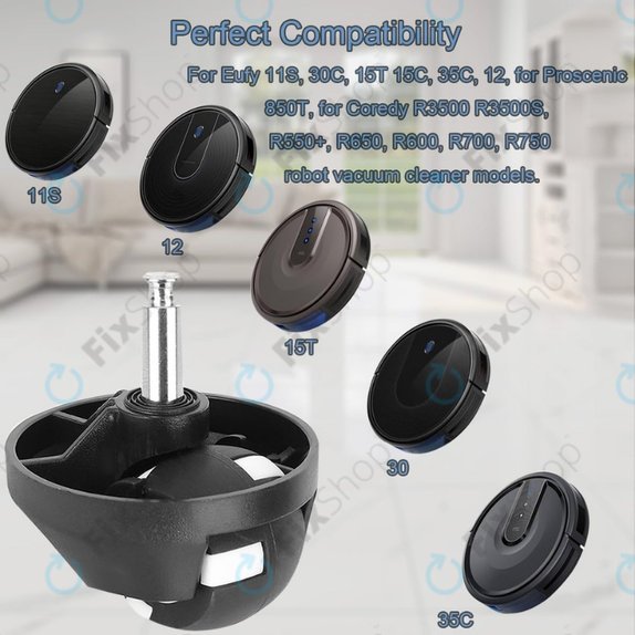Предно колело за Eufy Robovac-series, Black, Черен