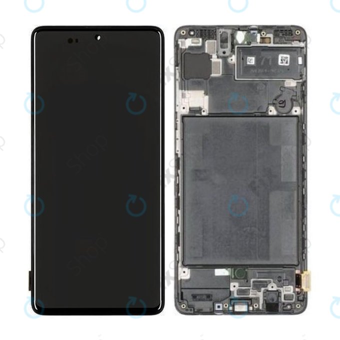 дисплей за Samsung A71 A715F, Тъчскрийн и рамка, GH82-22152A, GH82-22248A, Prism Crush Black, Genuine Service Pack