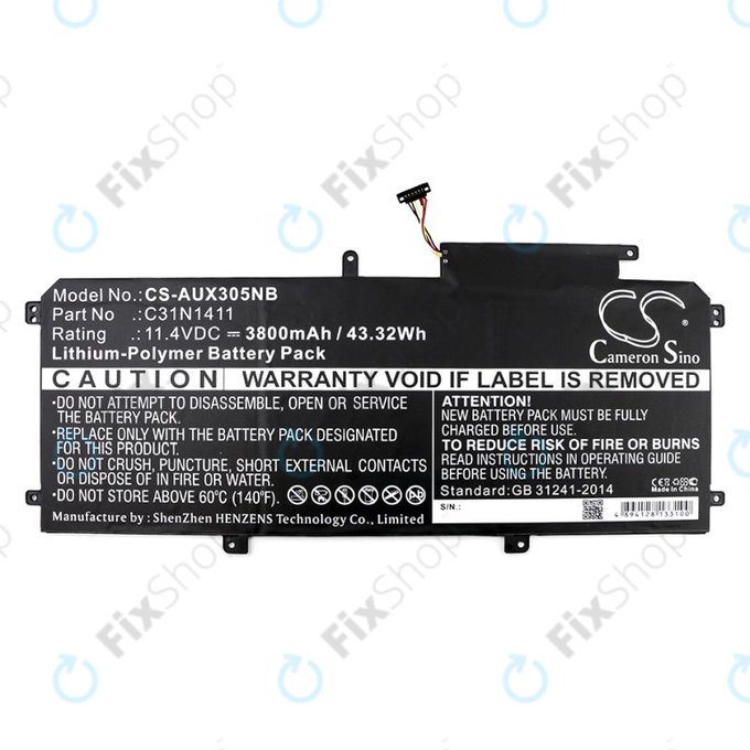 Батерия за Asus Zenbook UX305, 3800mAh, Li-Pol, 11.4V, C31N1411, HQ