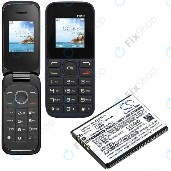 Батерия за Alcatel OneTouch 1013, 1035D, 1046D, 400mAh, Li-Ion, 3.7V, TLi004FA, HQ