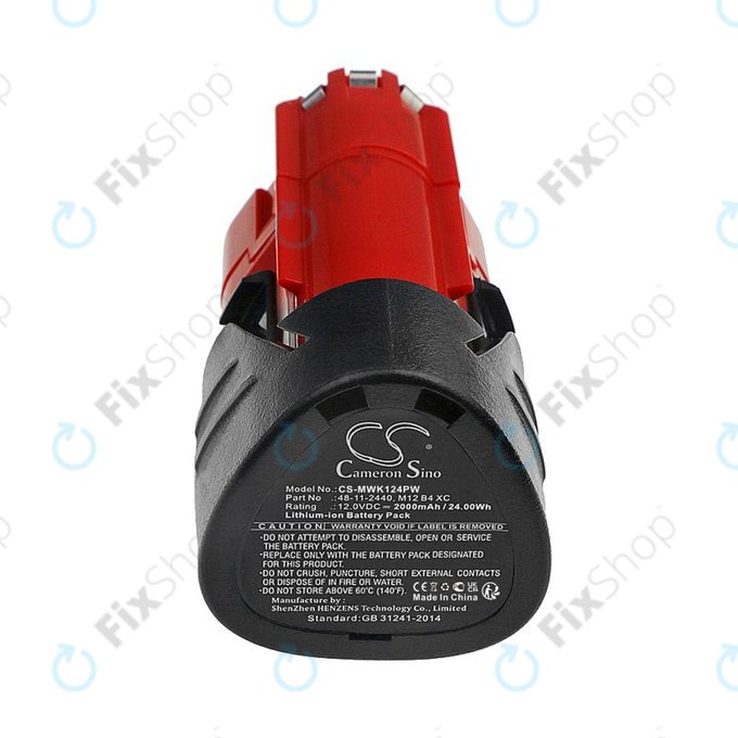 Батерия за Milwaukee M12 Redlithium XC 4.0, M12 B3 XC, M12 B4 XC, 2000mAh, Li-Ion, 12V, -, HQ