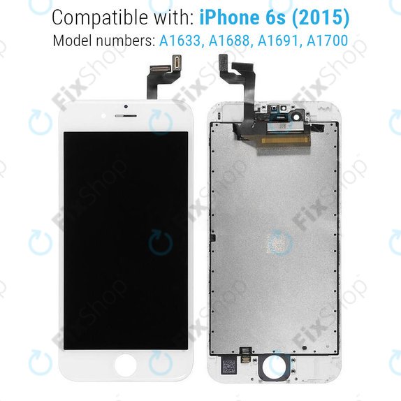 Дисплей за iPhone 6S, White, Тъчскрийн с рамка