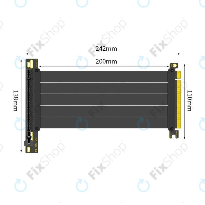 PCIe 4.0 x16 riser кабел за видеокарта, 20cm, черен
