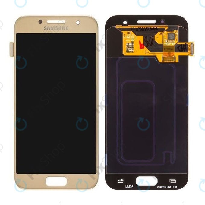 дисплей OLED за Samsung A3 A320F (2017), Тъчскрийн без рамка, GH97-19732B, GH97-19753B, Gold Sand, Genuine Service Pack