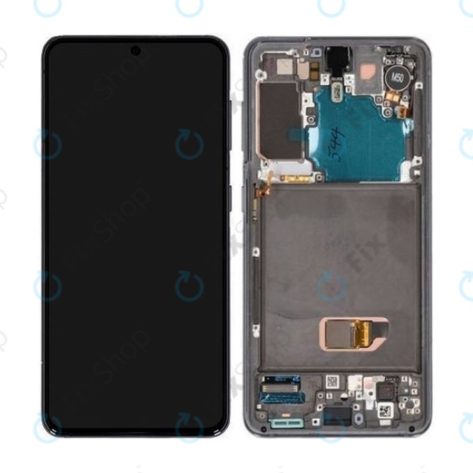 дисплей за Samsung S21 G991B, Тъчскрийн и рамка, GH82-24544A, GH82-24545A, GH82-27255A, Phantom Grey, Genuine Service Pack