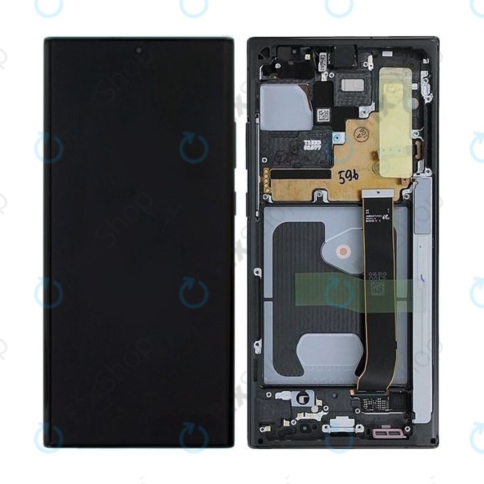 дисплей за Samsung Note 20 Ultra N986B, Тъчскрийн и рамка, GH82-23596A, GH82-31461A, GH82-23621A, GH82-23622A, GH82-23597A, GH82-31454A, Mystic Black, Genuine Service Pack