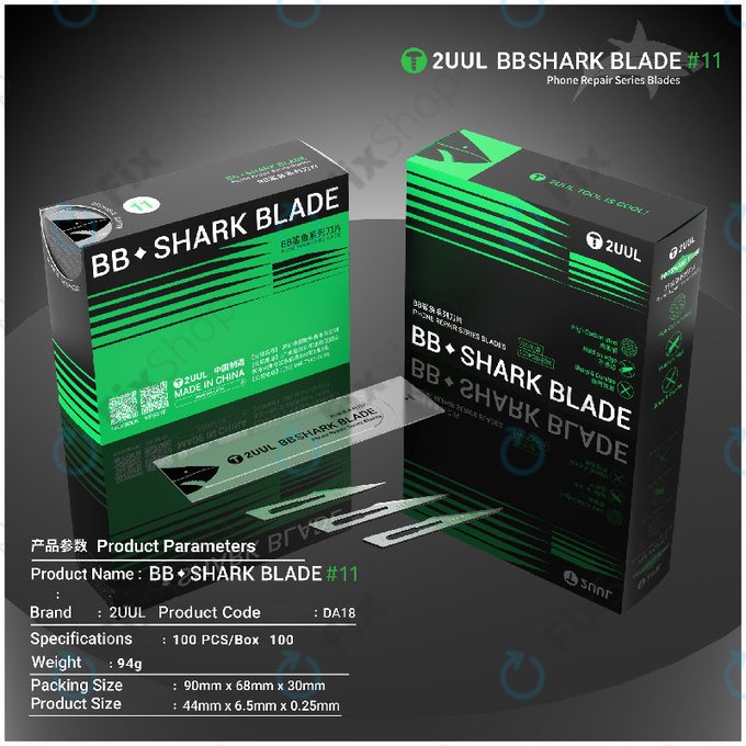 Скалпелни остриета Shark No.11 BB 2UUL DA18, 100 бр.