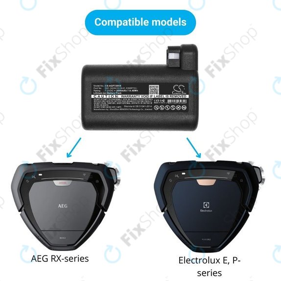 Батерия за AEG RX-series, Electrolux E, P-series, S91-0400410-SU2, OSBP72LI, OSBP72LI25, Li-Ion 7.2V 2000mAh, HQ